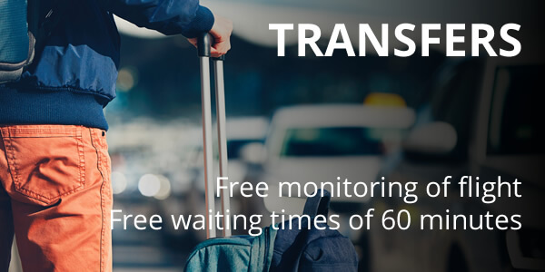 Transfers. Free waiting time of 40 minutes. Free monitoring of flight.